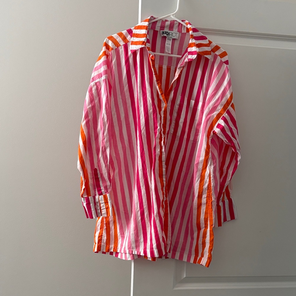 Beach Riot Pink & Orange Striped Button-Down Shirt
